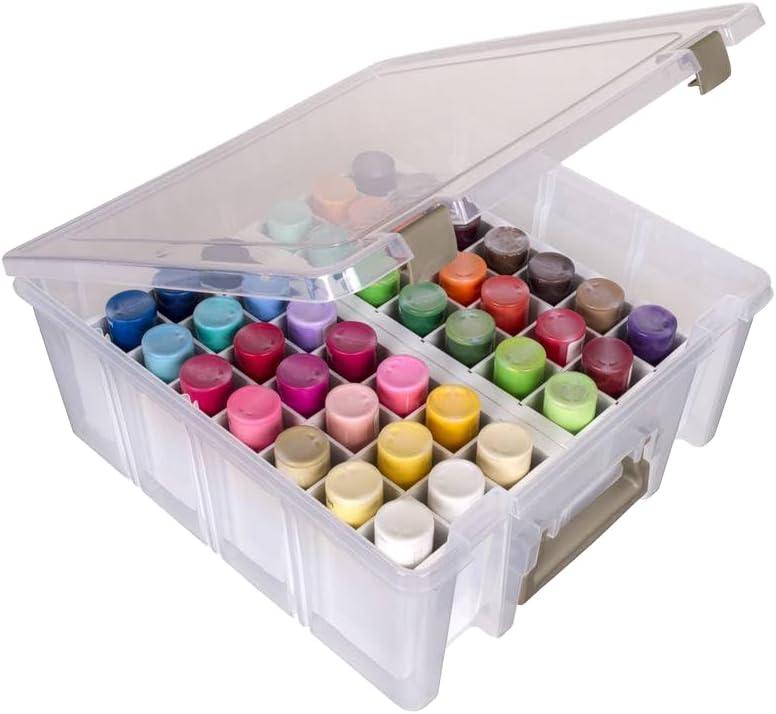 ArtMaster Double-Deep Satchel: Large Portable Art Storage with Removable Dividers & Handle, Clear/Gold