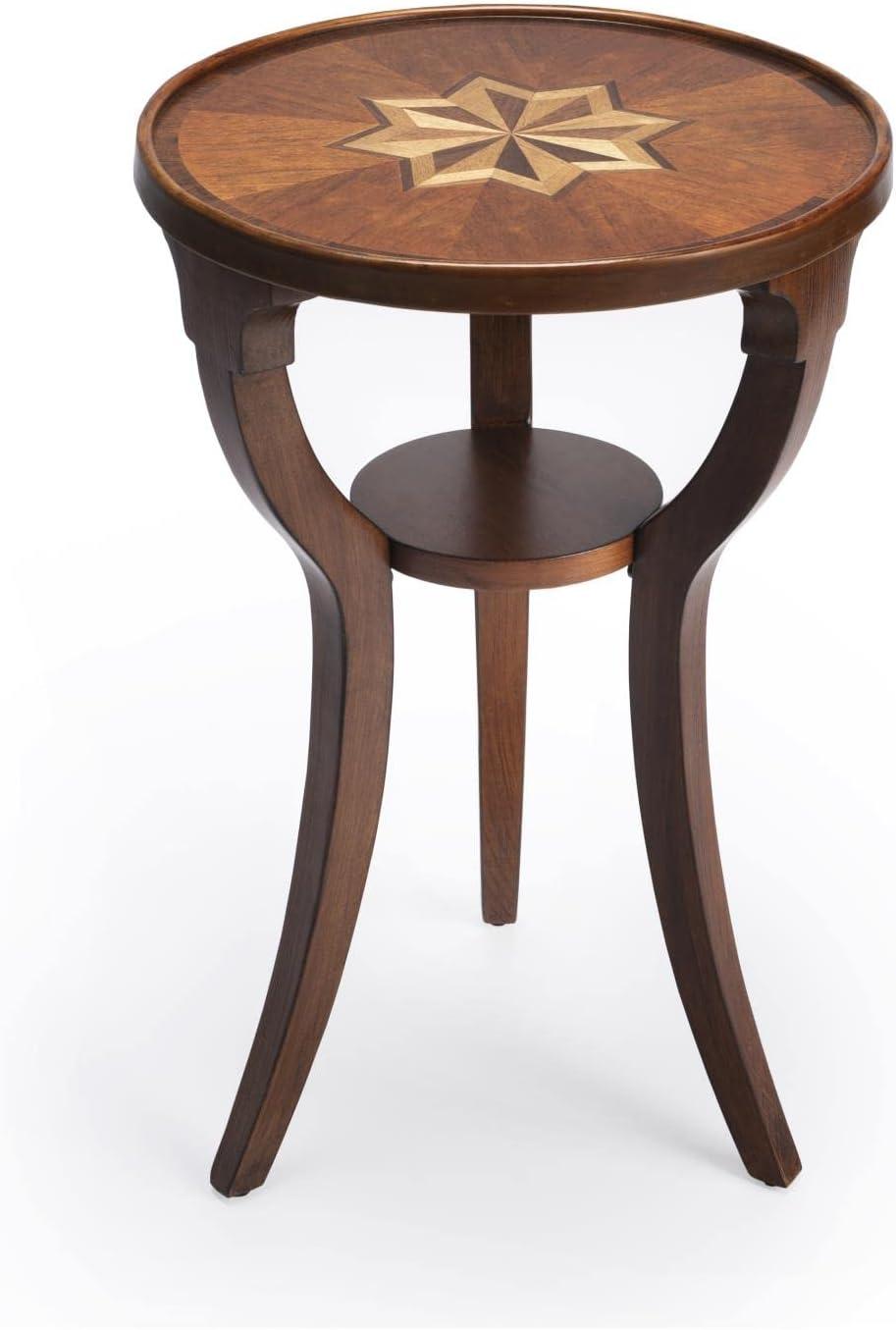 Dalton Cherry Brown Round Accent Table with Splayed Legs