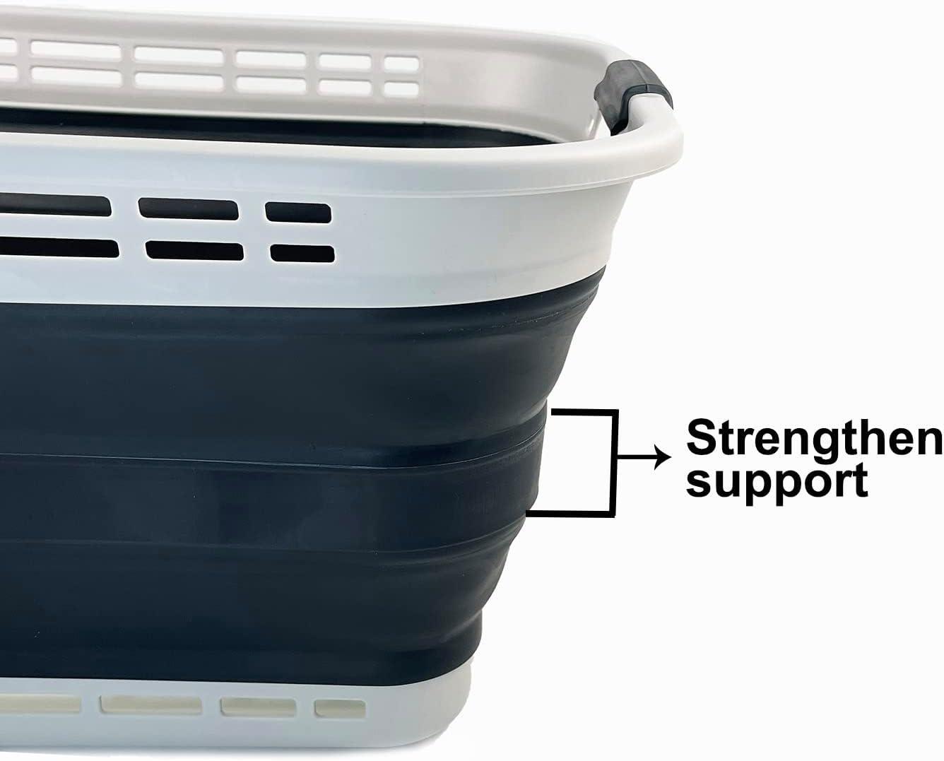 Grey and Slate Grey Collapsible Plastic Laundry Basket