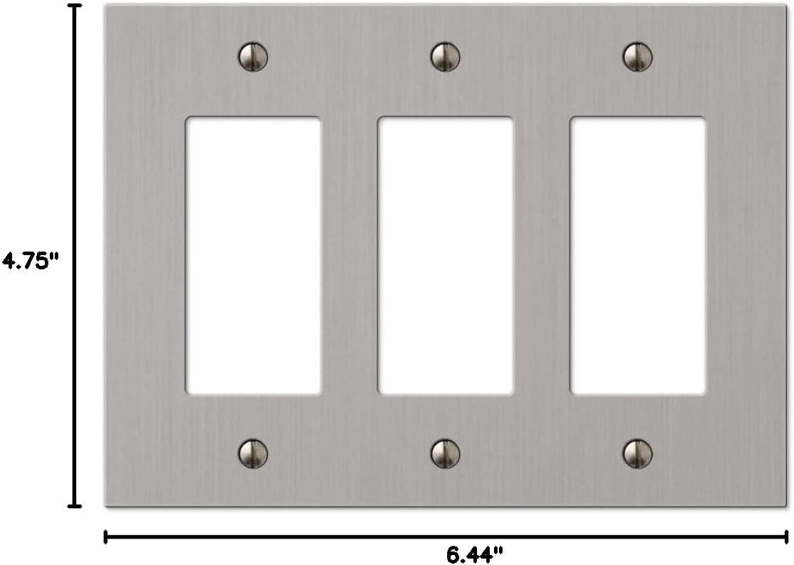 Brushed Nickel 3-Rocker Cast Metal Wallplate