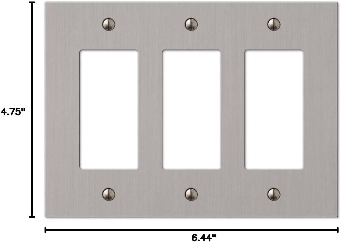 Amerelle 55RRRBN Elan Wallplate, 3 Rocker, Cast Metal, Brushed Nickel, 1-Pack
