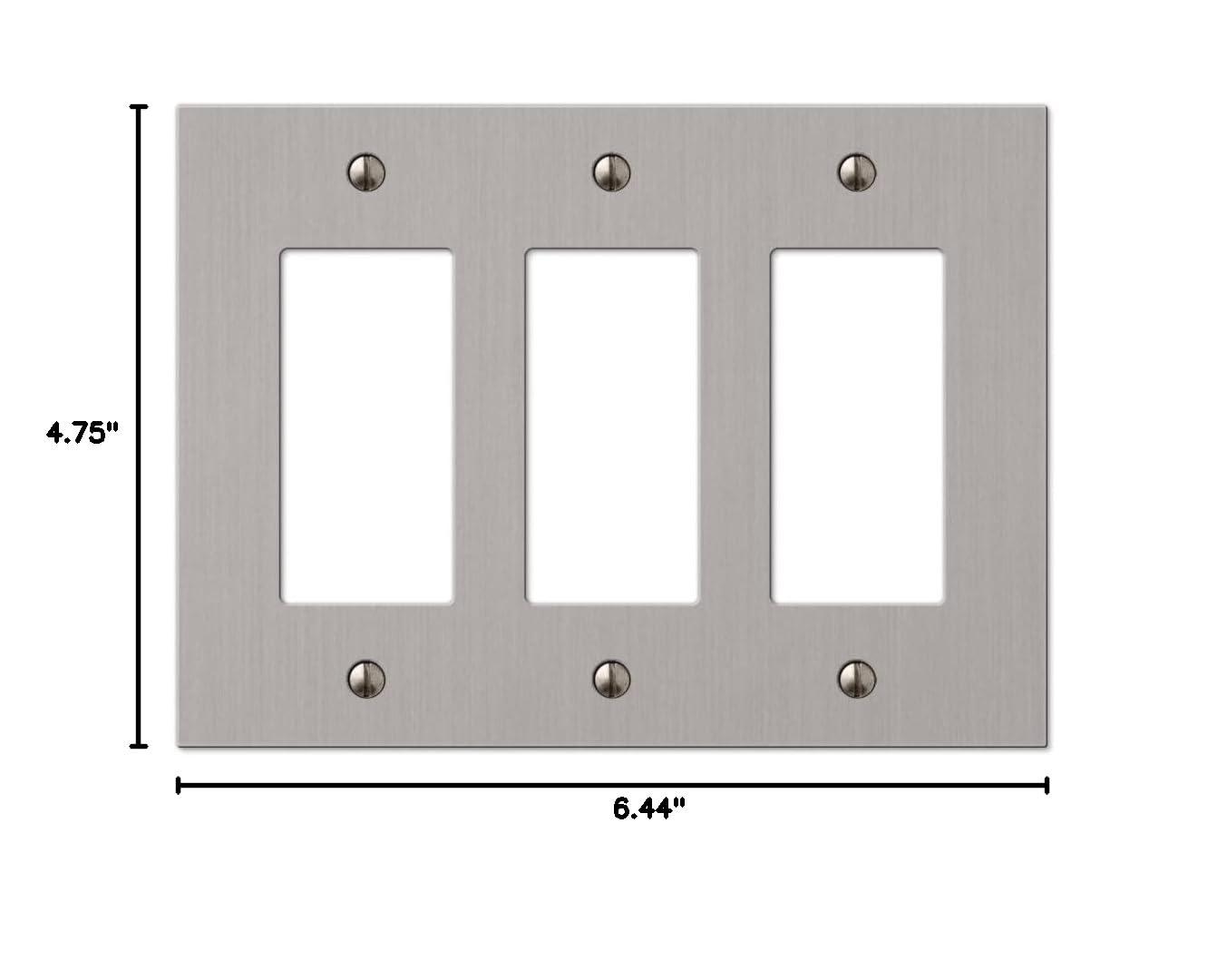 Amerelle 55RRRBN Elan Wallplate, 3 Rocker, Cast Metal, Brushed Nickel, 1-Pack