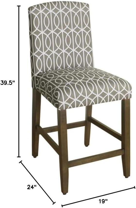 24" Curved Top Counter Height Barstool Safari Taupe - HomePop: Kitchen Seating with Back, Wood Legs