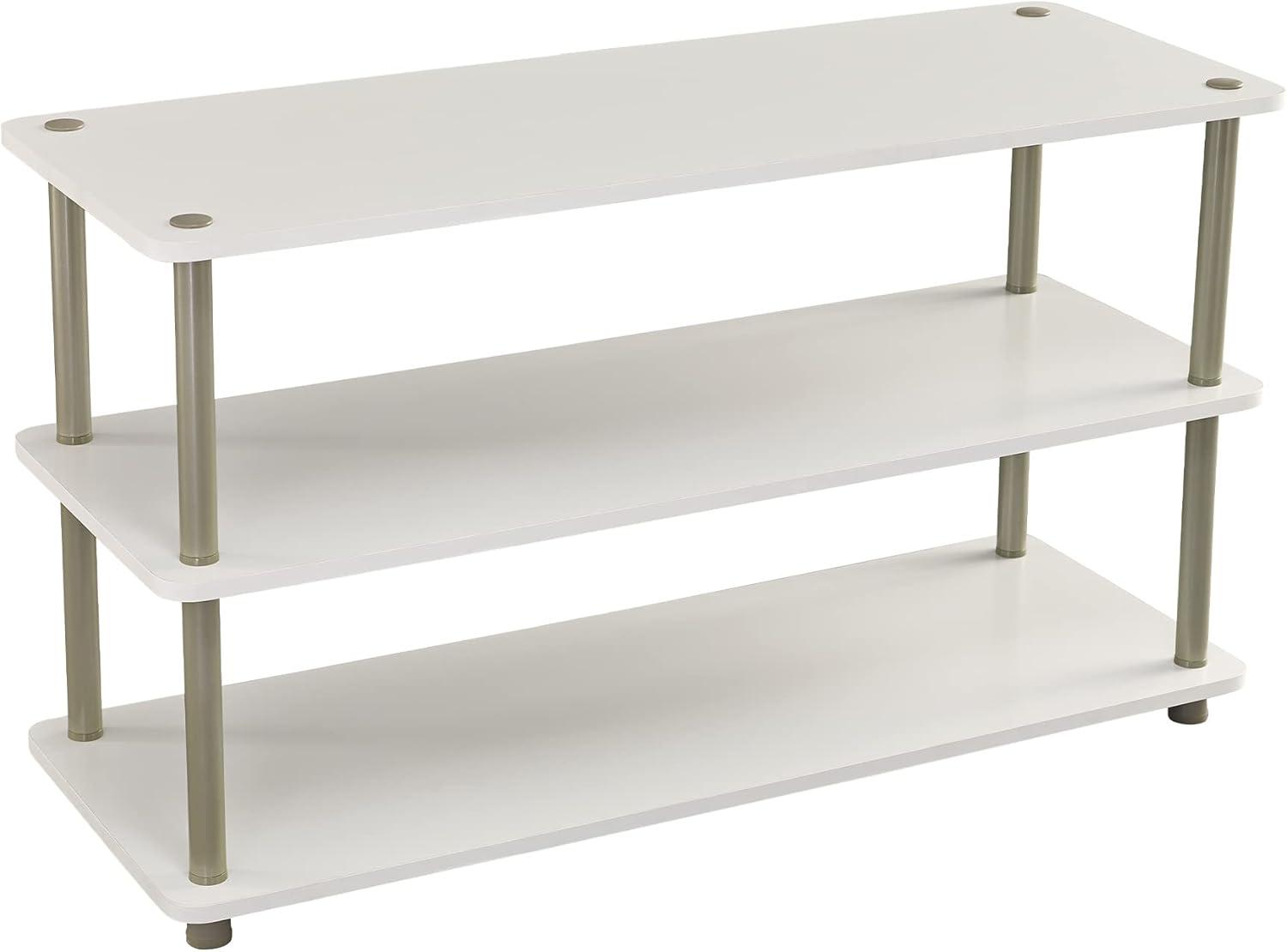 White 3-Tier Wood and Metal Stackable Shoe Organizer