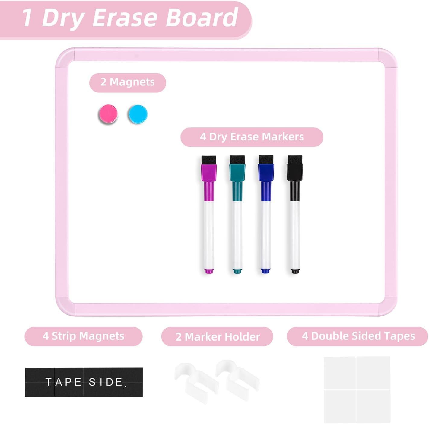 VUSIGN Small White Board Dry Erase, 14'' x 11'' Magnetic Dry Erase Board, Mini Whiteboard with Markers for Kids, Students, Fridge, Wall, Locker