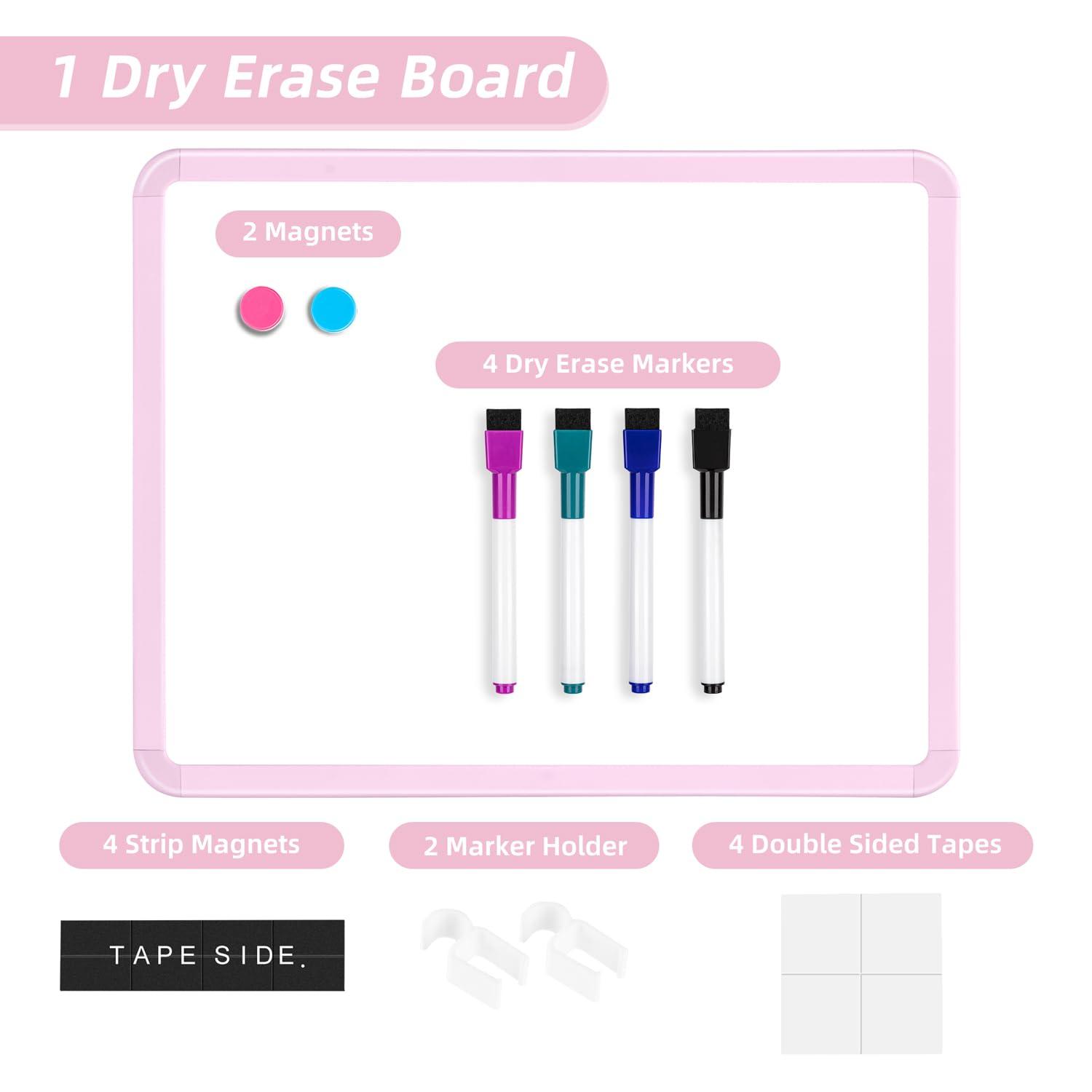 VUSIGN Small White Board Dry Erase, 14'' x 11'' Magnetic Dry Erase Board, Mini Whiteboard with Markers for Kids, Students, Fridge, Wall, Locker