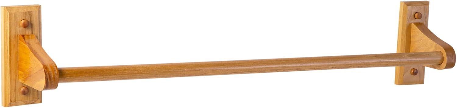 Honey Oak 24-Inch Wall Mounted Wooden Towel Bar