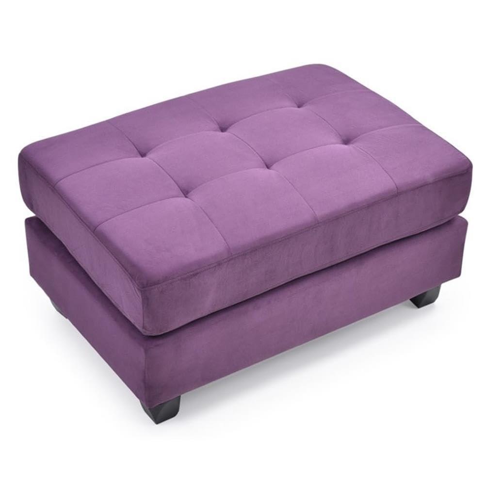 Glory Furniture Malone Microsuede Ottoman in Purple