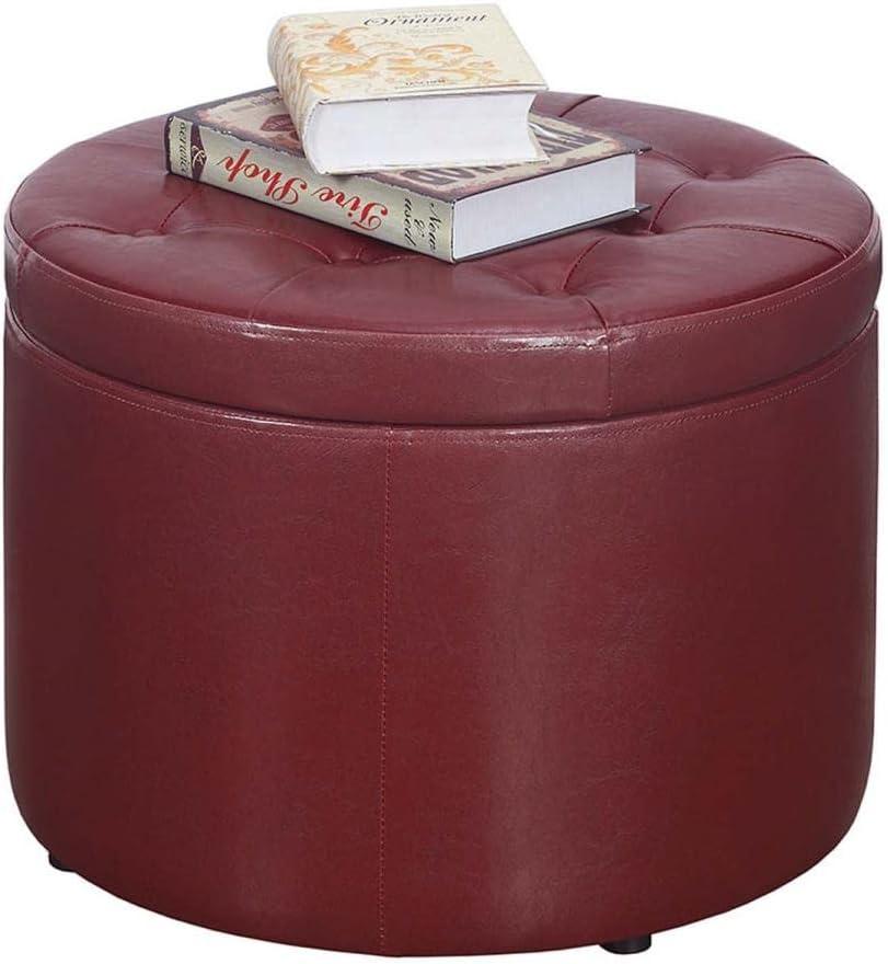 Convenience Concepts Designs4Comfort Round Shoe Ottoman, Burgandy