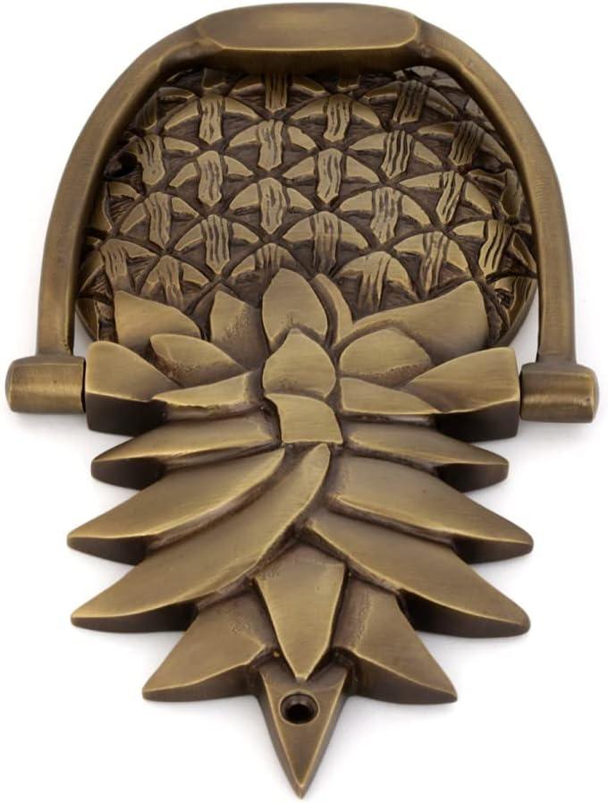 Renovators Supply Manufacturing Door Knockers for Front Door 8 in. Antique Brass Pineapple Shaped Door Knocker with Mounting Hardware