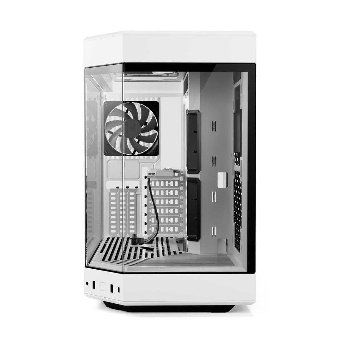 HYTE Y60 Modern Aesthetic Dual Chamber Panoramic Tempered Glass Mid-Tower ATX Computer Gaming Case with PCIe 4.0 Riser Cable Included, Snow White