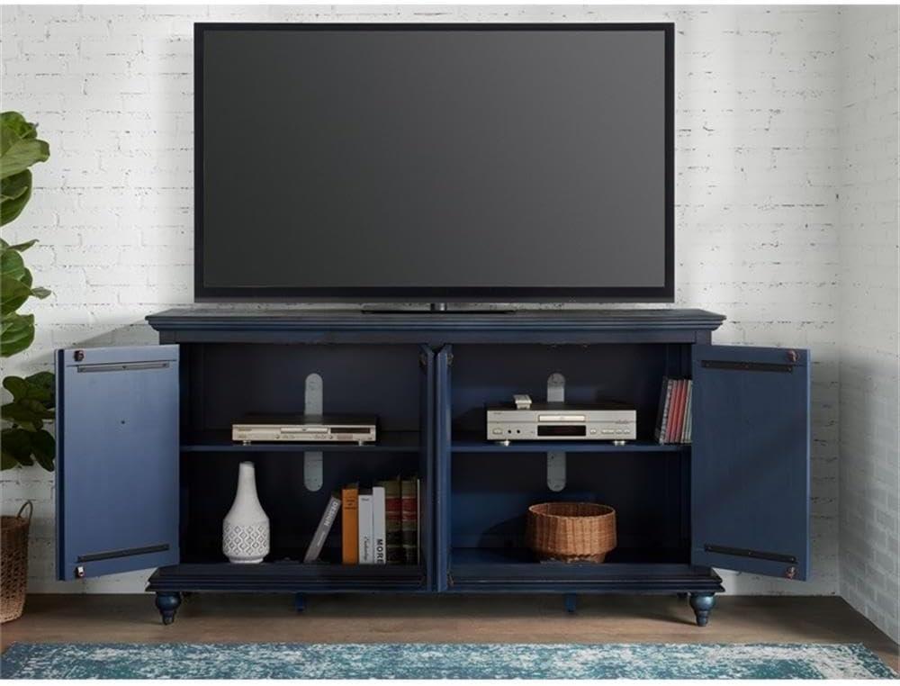 Martin Svensson Home Garden District Rustic Blue Solid Wood 65" TV Stand