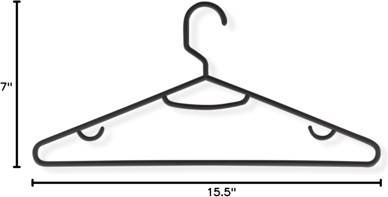 Black Recycled Plastic Hangers with Accessory Hooks, 15 Pack