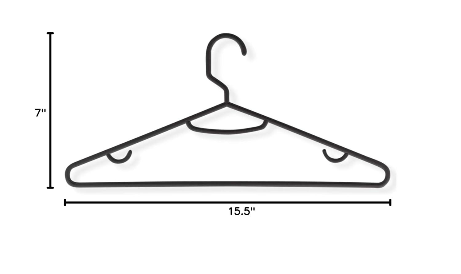 Black Recycled Plastic Hangers with Accessory Hooks, 15 Pack
