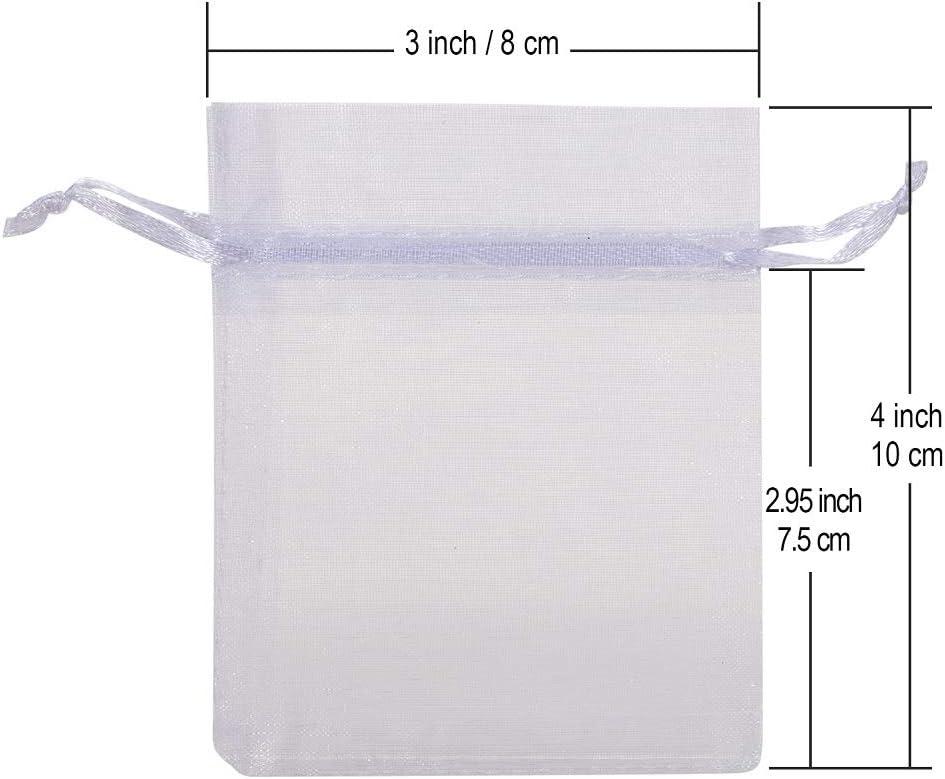 Package 100pcs White Organza Jewelry Bags Drawstring 3 x 4 inch, Little Mesh Gift Pouches Mini Candy Bags for Small Presents Jewelry Earrings White 100 Count (Pack of 1)