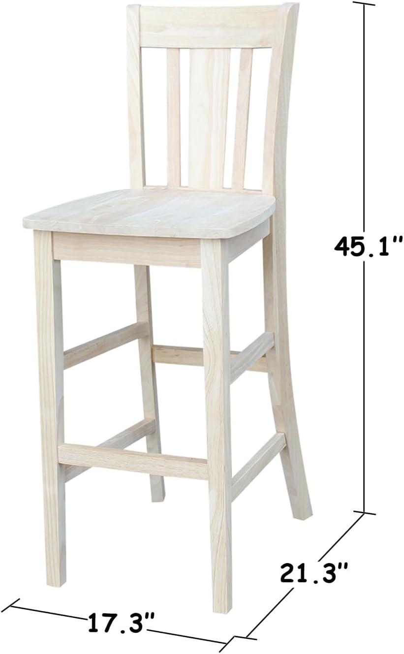 San Remo 30-Inch Unfinished Solid Wood Traditional Bar Stool