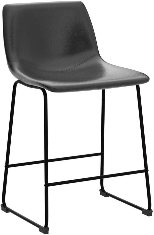 GIKPAL Barstools 26'' PU Leather Counter Height Bar Stools Set of 4 with Back Modern Armless Chairs with Footrest and Metal Legs for Kitchen Living Room Pub, Black