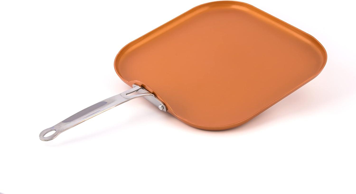 Original Copper Pan Non-Stick Square Griddle Pan, 11?