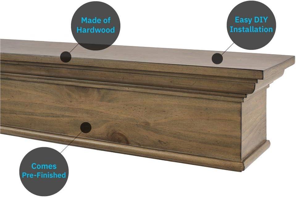 Mantels Direct Bellamy 60" Decorative Wood Fireplace Mantel Shelf - Vintage Ash