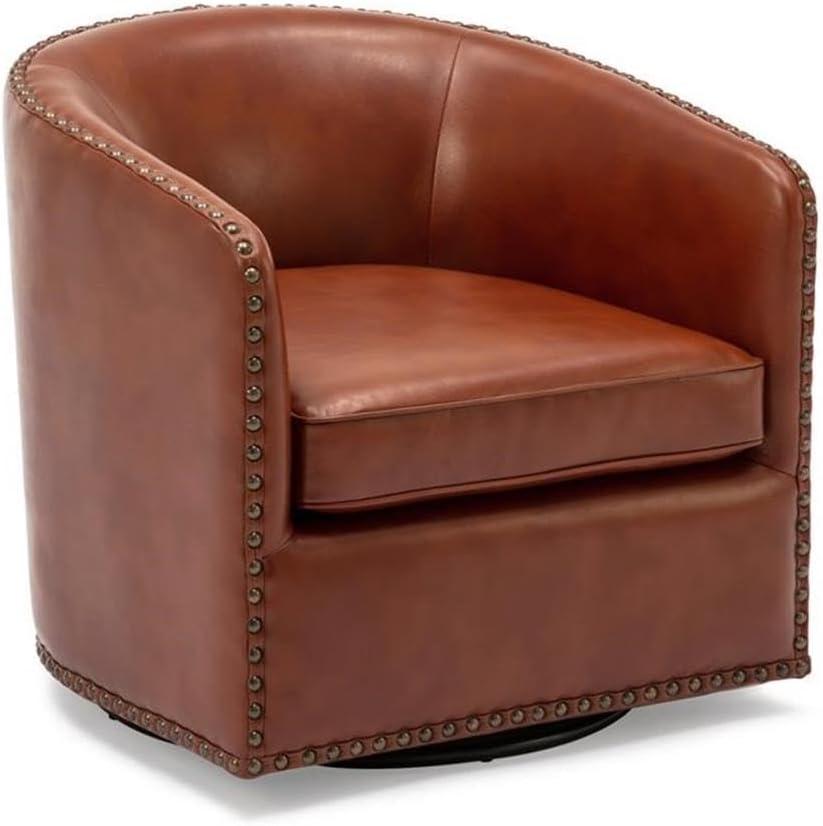 Comfort Pointe Tyler Swivel Arm Chair Caramel: Upholstered Faux Leather, Metal Legs, No Assembly Required