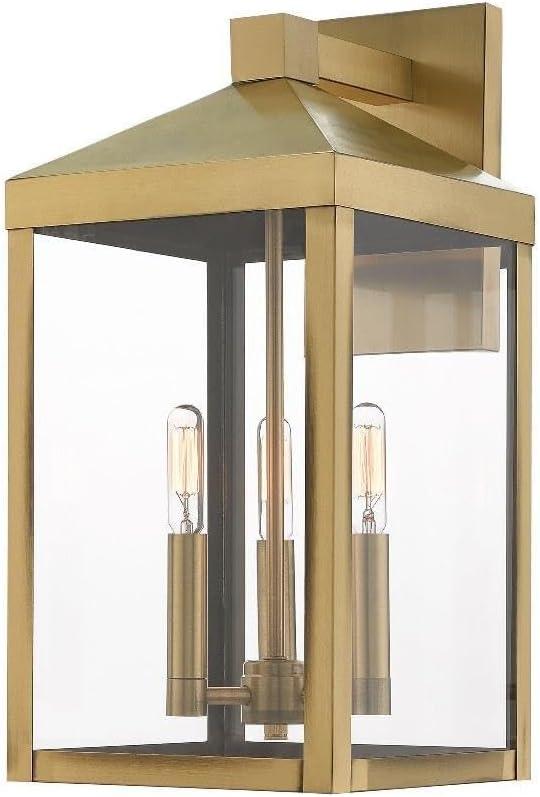 Livex Lighting 20584 Nyack 3 Light 18" Tall Outdoor Wall Sconce - Brass