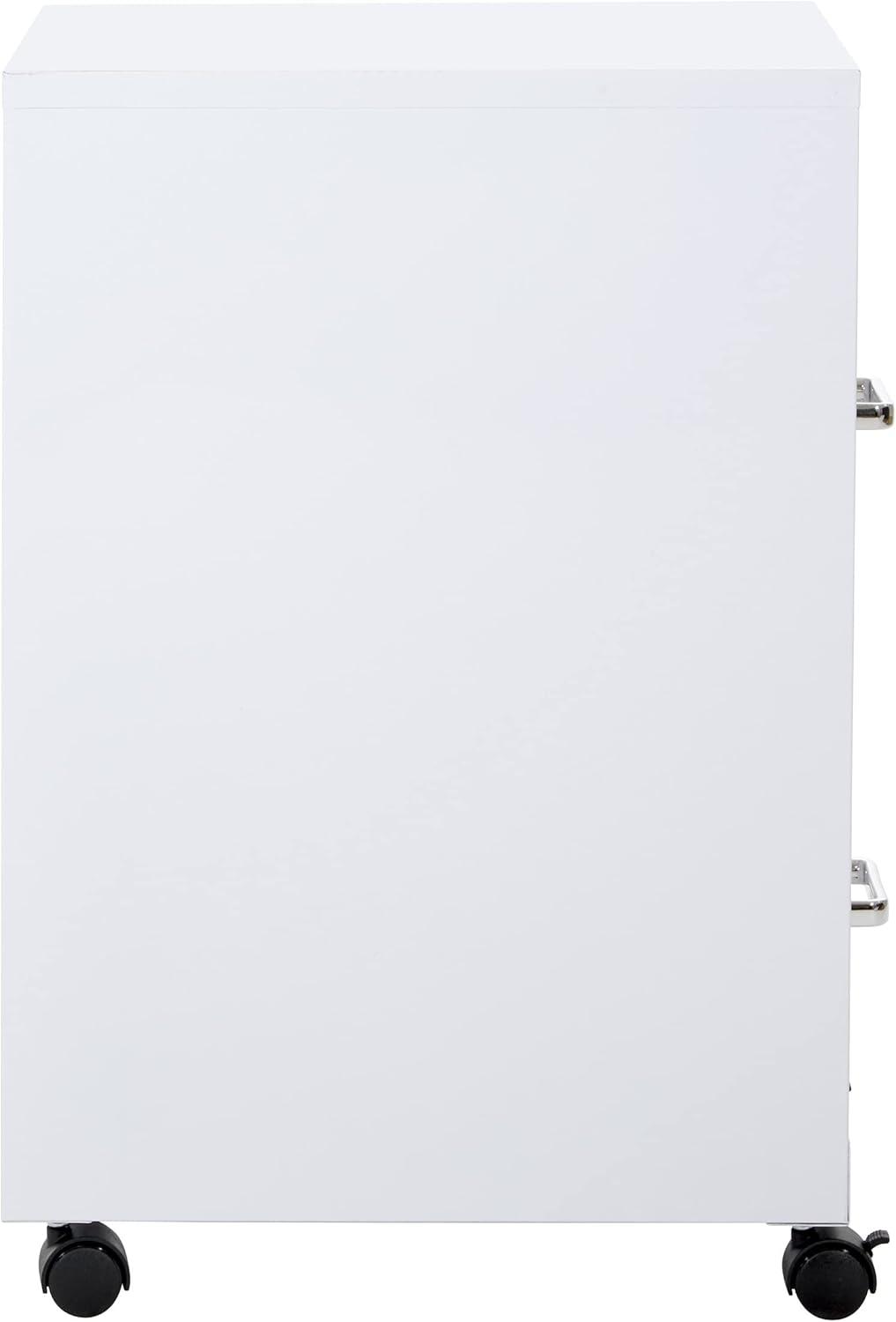 2 Drawer Mobile Locking Metal File Cabinet in White