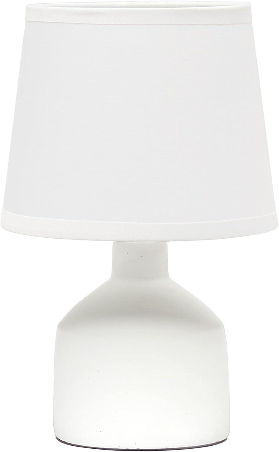 Off-White Ceramic Mini Table Lamp with Fabric Shade