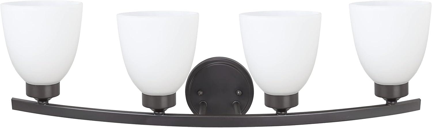 Oil Rubbed Bronze 4-Light Vanity Fixture with Frosted Glass Shades