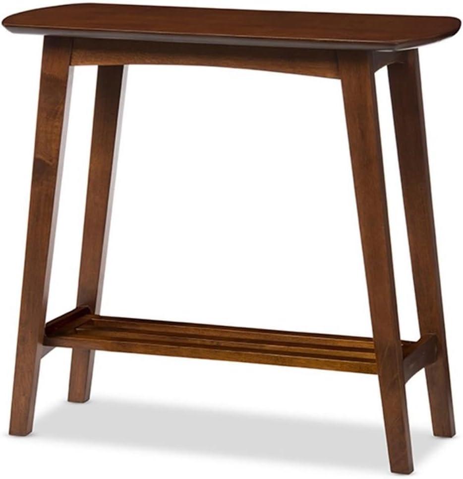 Sacramento Mid-century Modern Scandinavian Style Console Table - Dark Walnut - Baxton Studio: Rubberwood with Open Shelf