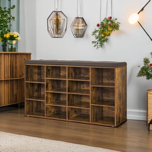 Shoe Organizer for Entryway, Storage Bench with Cushion
