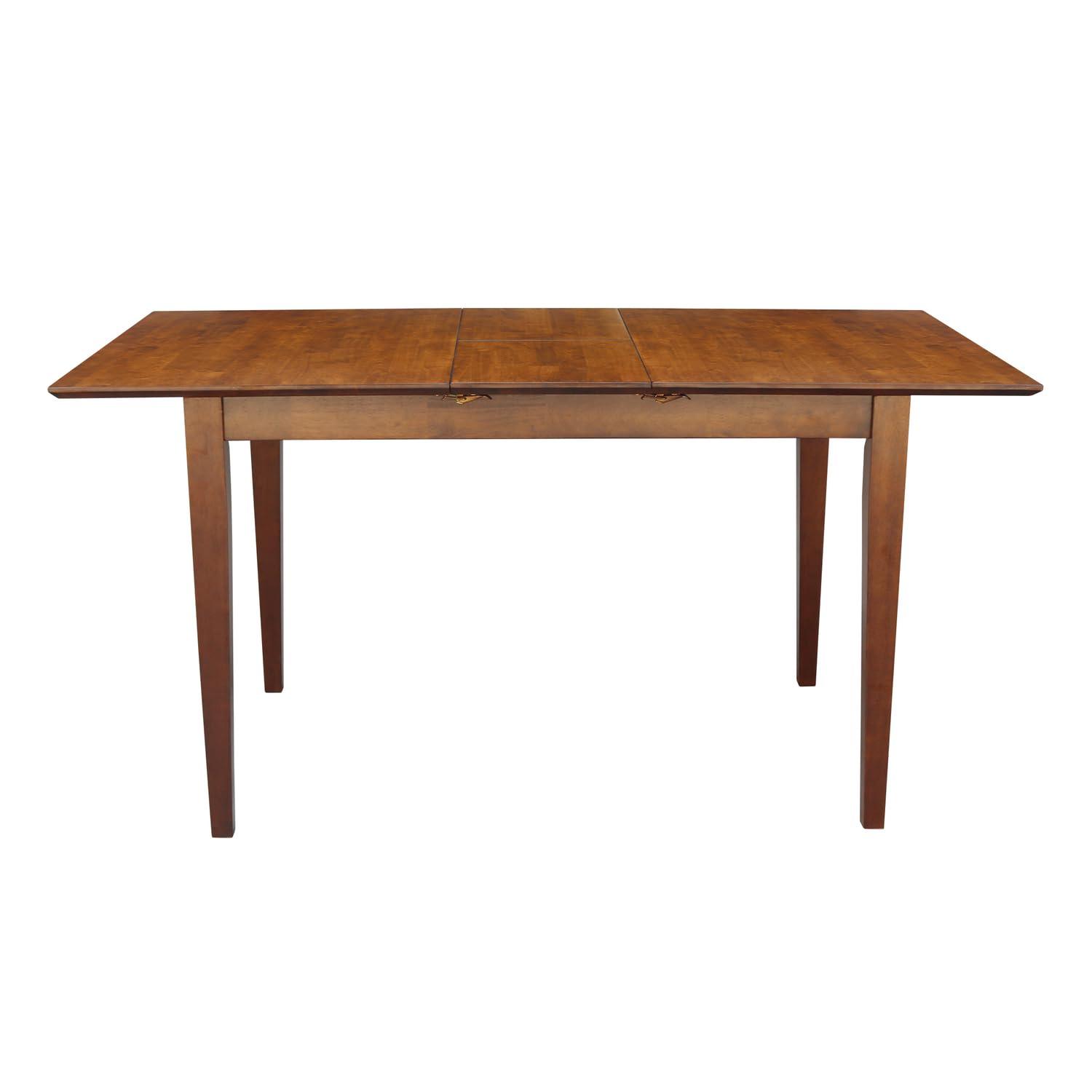 32"x48" Shaker Extendable Dining Table Brown - International Concepts: Seats 6, Solid Wood