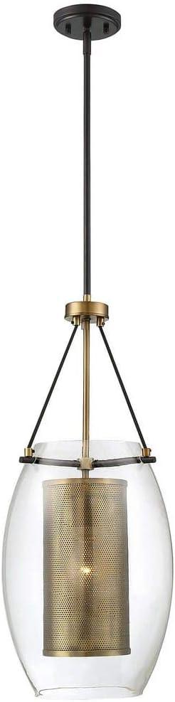 Dunbar Warm Brass and Bronze 1-Light Glass Pendant