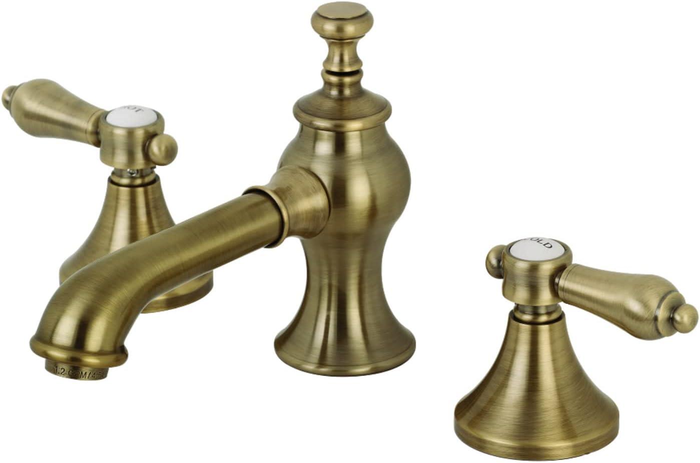 Kingston Brass Heirloom Two-Handle 3-Hole Deck Mount Widespread Bathroom Faucet with Brass Pop-Up Drain