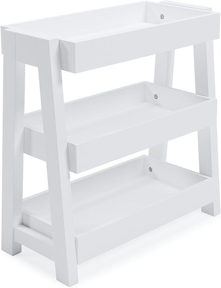 Accent Table with 3 Tier Tray Design Shelves White - Saltoro Sherpi