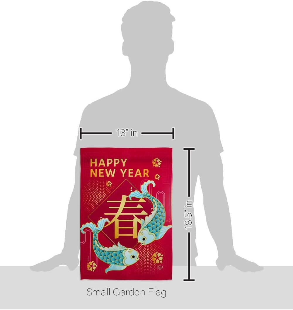Spring Chinese New Year Garden Flag Home Decor Banner Wall Art Patio Lawn Front Porch Room Small Outdoor Tapestry Yard Sign Lunar New Year Gifts Chinese Decorations Made in USA