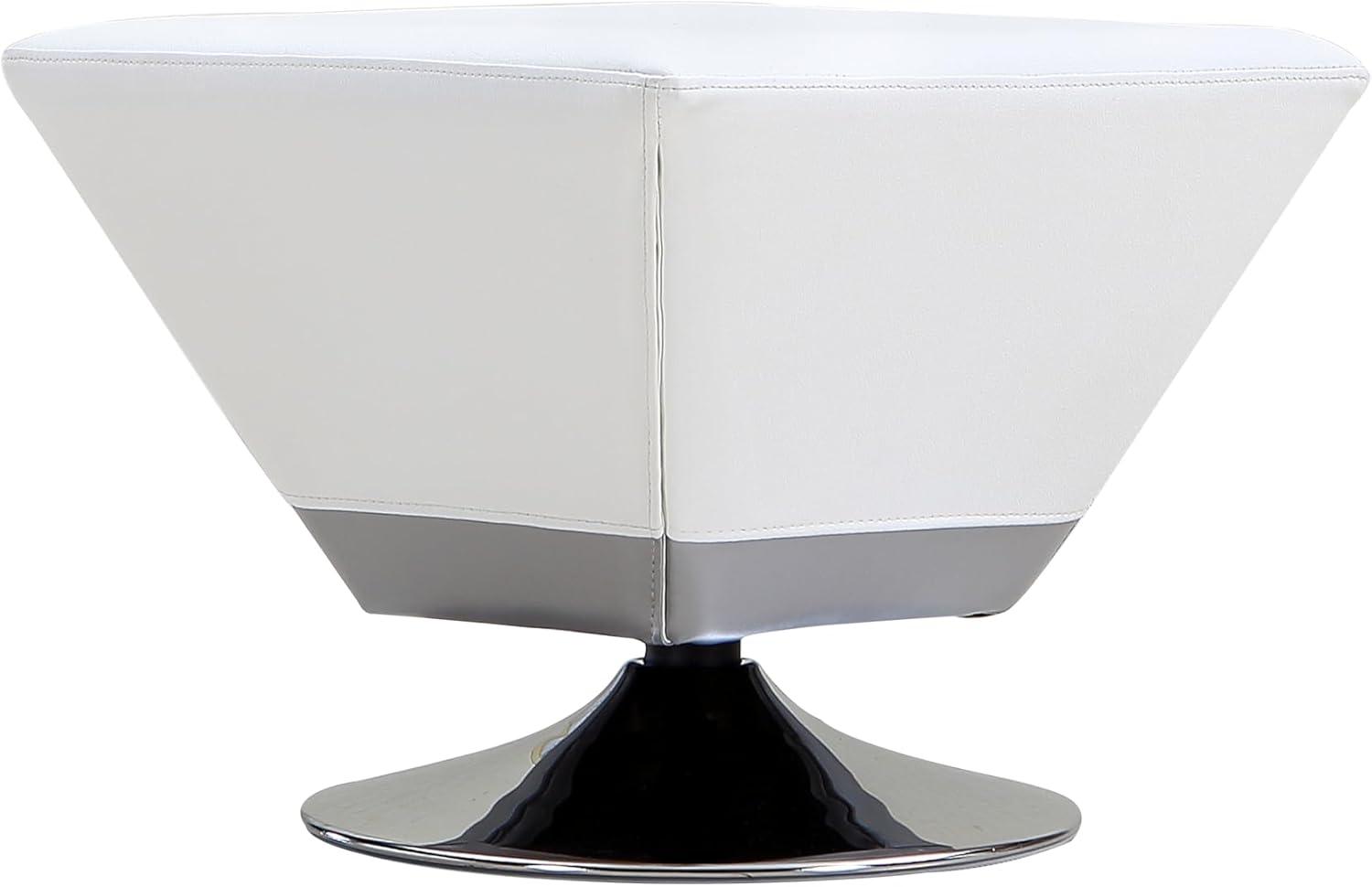 Diamond Swivel Ottoman White - Manhattan Comfort: Chrome Base, Faux Leather, No Assembly Required