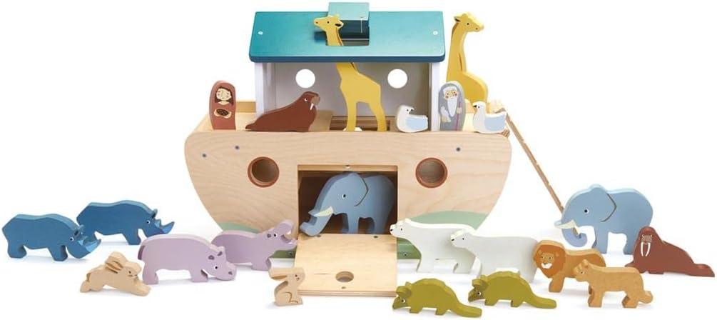 Tender Leaf Toys Noah’s Wooden Ark – Animal Shape Sorter – Christian Religion and Bible Story Based Educational Fun - Social, Creative, and Imaginative Play – Ages 3+