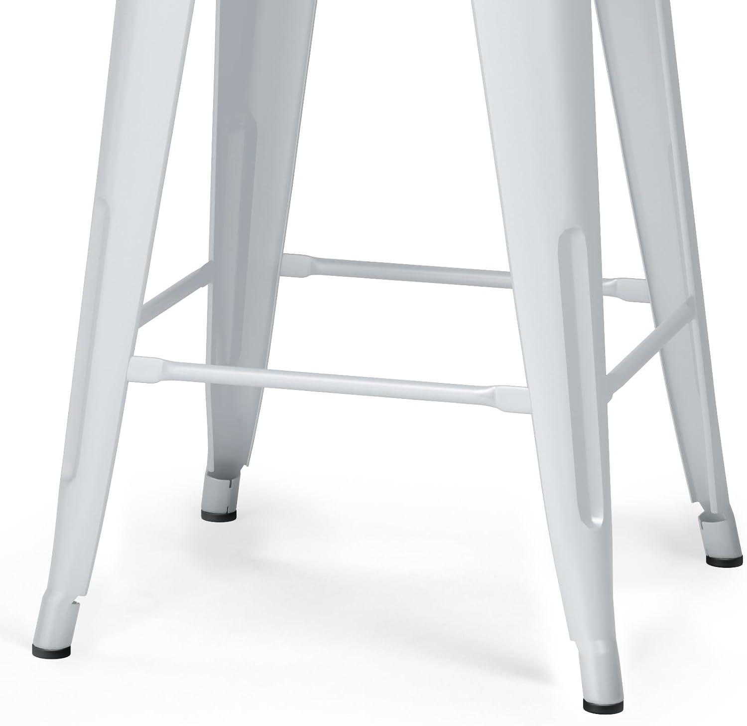 Rayne 24" White Metal and Wood Counter Stools, Set of 4