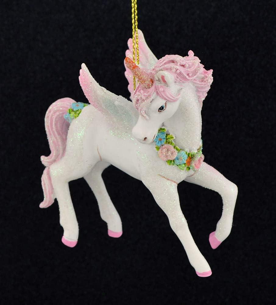 Kurt Adler 24-Inch Pink and White Glittered Unicorn Christmas Ornament