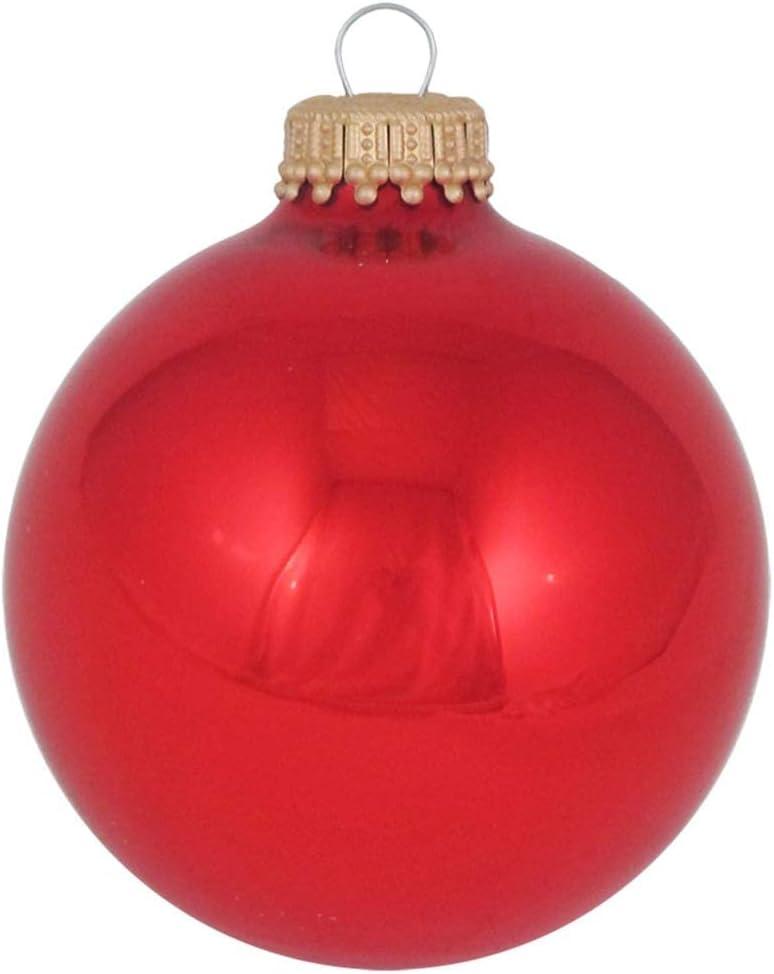 Christmas By Krebs - 67mm / 2.625" Designer Glass Baubles, Shiny Emerald Green [8 Pieces]