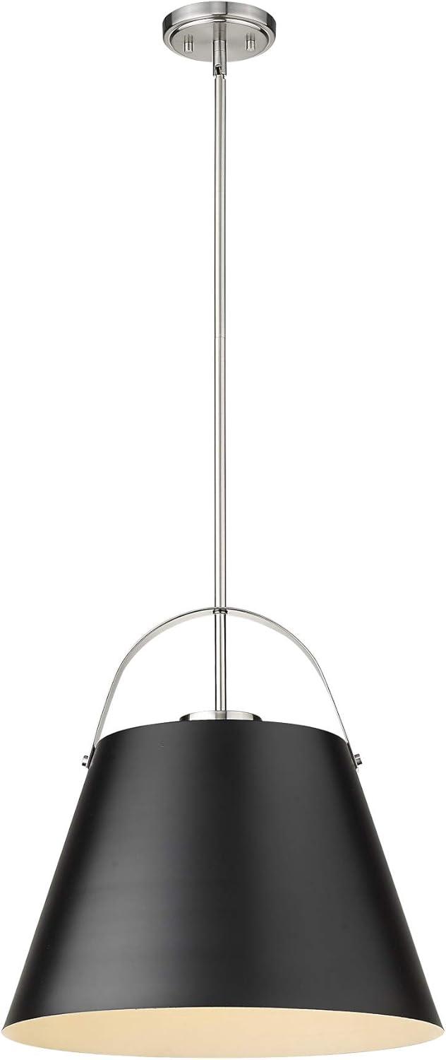 18" Matte Black and Heritage Brass Steel Pendant Light