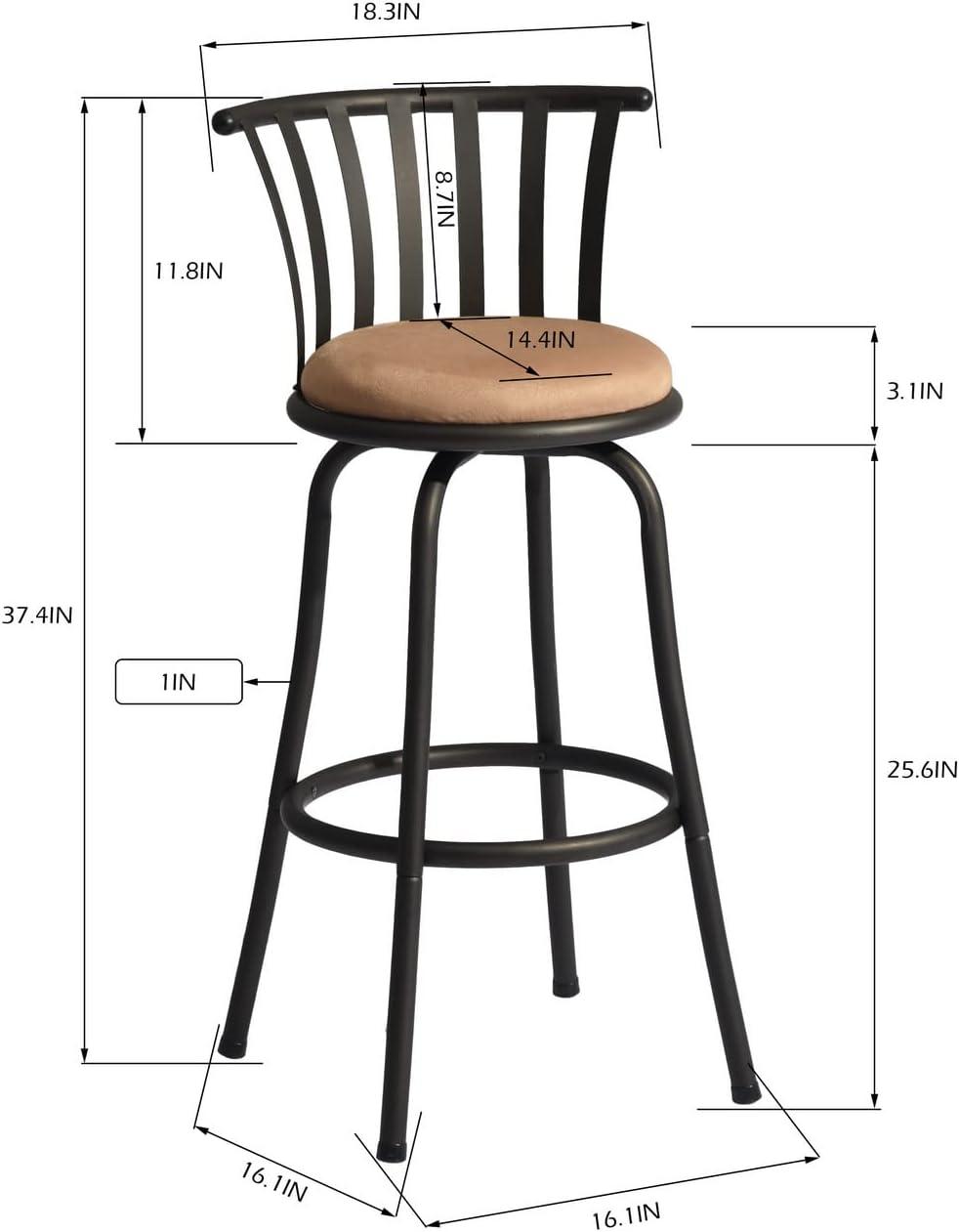 Camel Brown Metal Swivel Bar Stool with Microsuede Seat