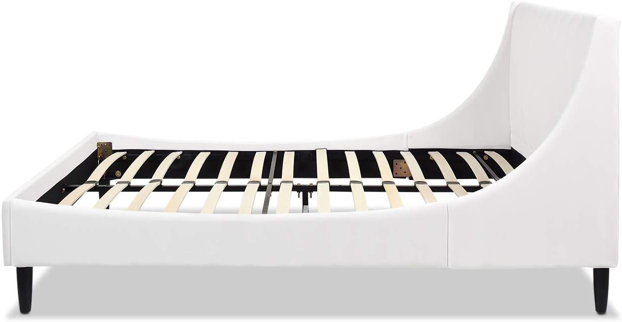 Jennifer Taylor Aspen Modern Fabric Tufted Platform Bed, Queen, Cloud White