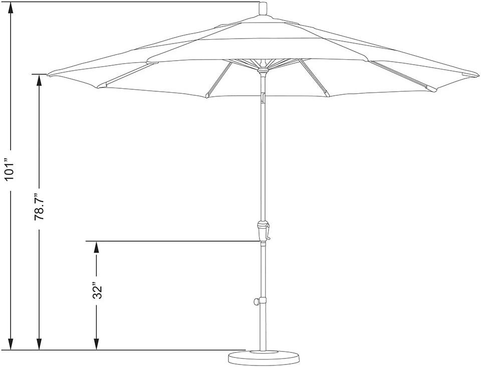 11 ft. Bronze Aluminum Market Patio Umbrella with Auto Tilt Crank Lift in Jockey Red Sunbrella