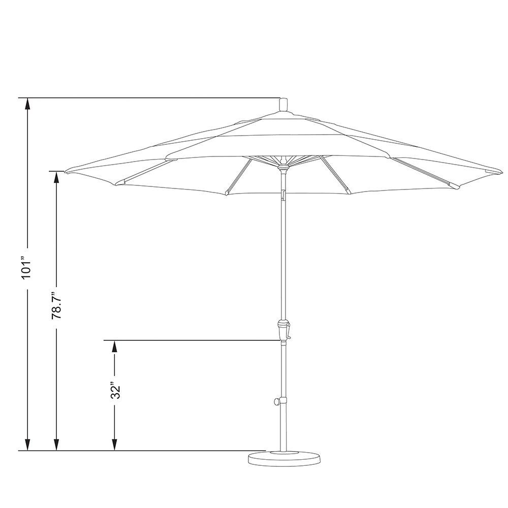 11 ft. Bronze Aluminum Market Patio Umbrella with Auto Tilt Crank Lift in Jockey Red Sunbrella