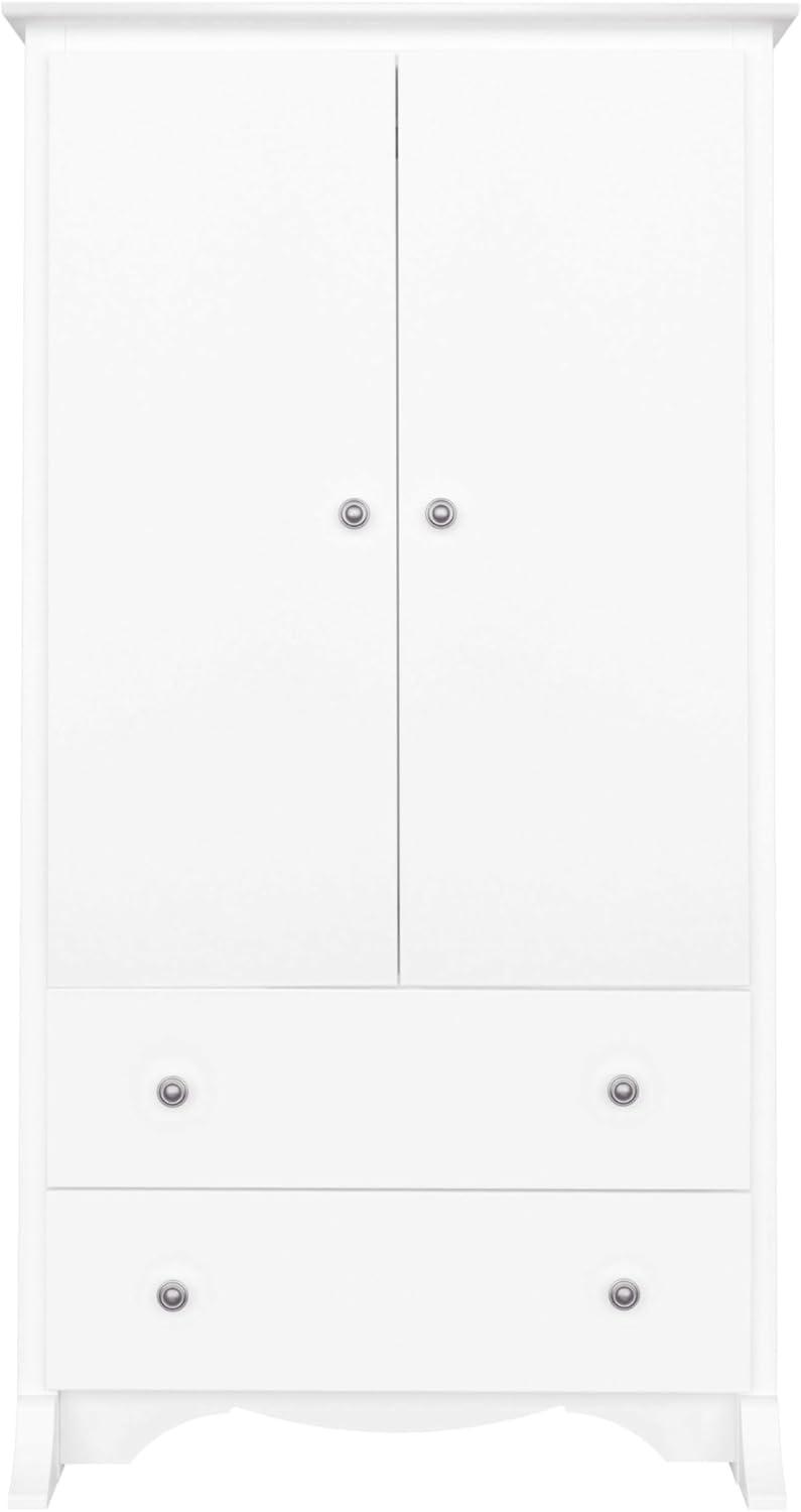Prepac Monterey Armoire White: Transitional Style, Wood Composite, 2-Door Wardrobe for Hanging Clothes