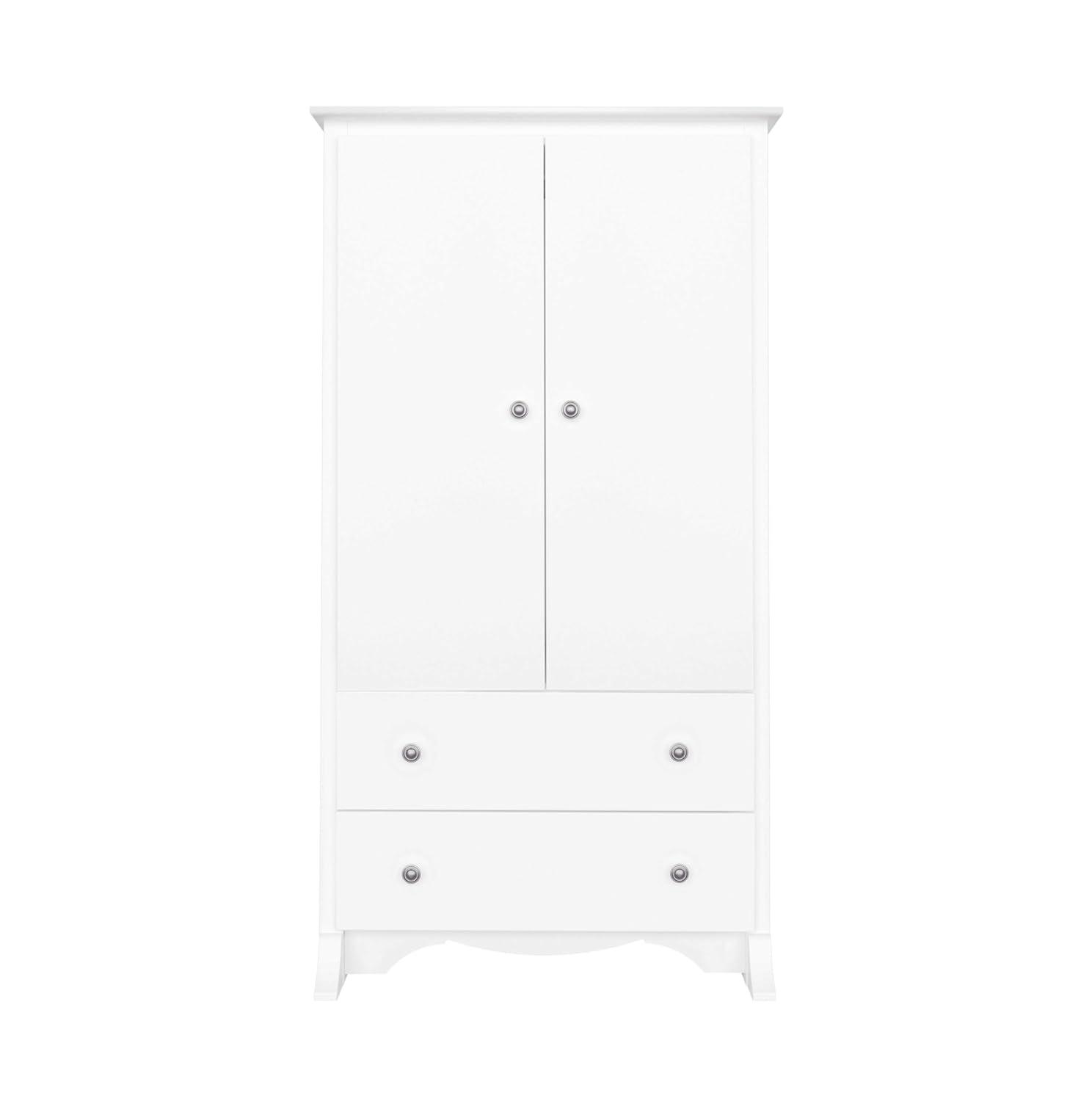 Prepac Monterey Armoire White: Transitional Style, Wood Composite, 2-Door Wardrobe for Hanging Clothes