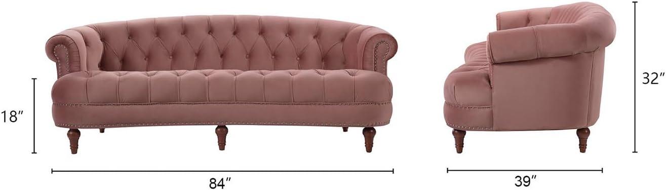 Jennifer Taylor Home La Rosa 84" Chesterfield Living Room Tufted Sofa Couch, Ash Rose Pink