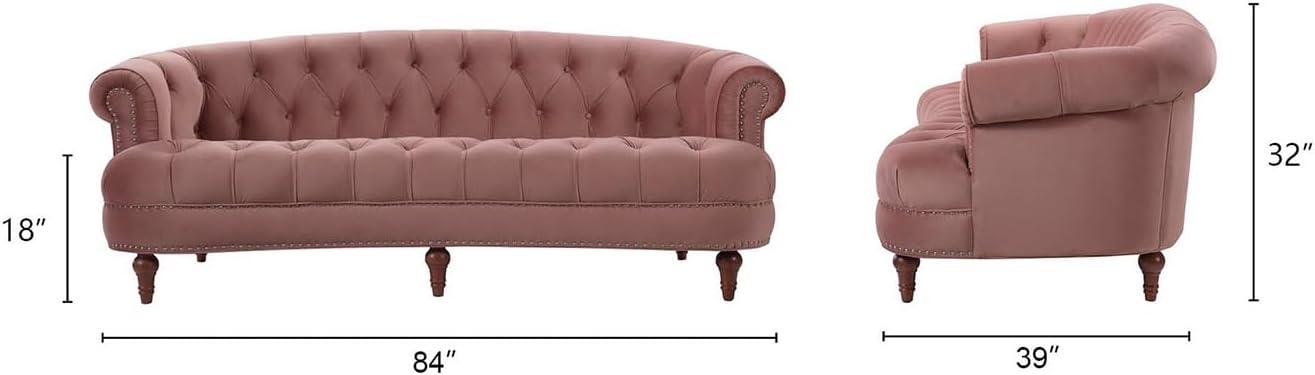 La Rosa 84" Chesterfield Tufted Sofa Rose Pink