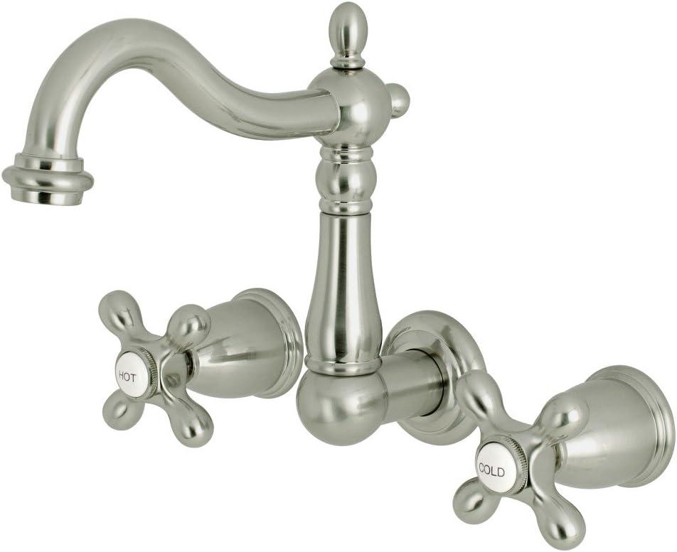 Kingston Brass Heritage Two-Handle 3-Hole Wall Mount Bathroom Faucet